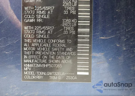 2017 Nissan Rogue Sv from USA, damaged, VIN KNMAT2MV8HP507065